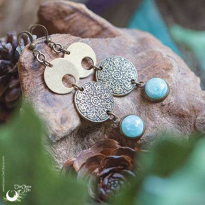 Boucles d'Oreilles "Sundala" Amazonite - Illustrations & Bijoux fantaisie ClairObscur Art