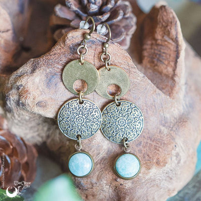 Boucles d'Oreilles "Sundala" Amazonite - Illustrations & Bijoux fantaisie ClairObscur Art