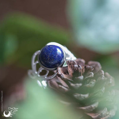 Bague elfique "Elwing" Lapis lazuli - Ajustable - Illustrations & Bijoux fantaisie ClairObscur Art