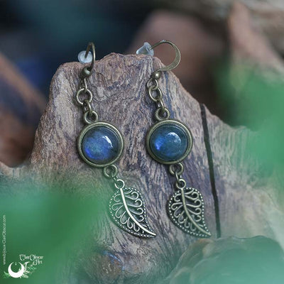 Boucles d'Oreilles Fantaisie Labradorite personnalisable - Illustrations & Bijoux fantaisie ClairObscur Art