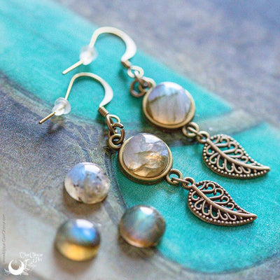 Boucles d'Oreilles Fantaisie Labradorite personnalisable - Illustrations & Bijoux fantaisie ClairObscur Art