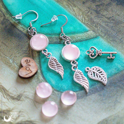 Boucles d'Oreilles Fantaisie Quartz rose - Illustrations & Bijoux fantaisie ClairObscur Art