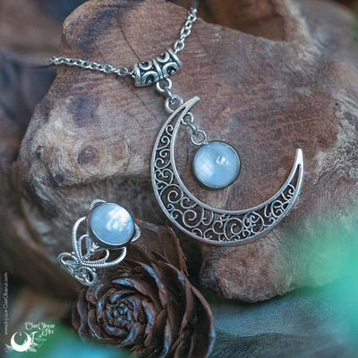 Collier "Luna" Pierre de Lune Arc-en-ciel, taille de la chaine au choix - Illustrations & Bijoux fantaisie ClairObscur Art